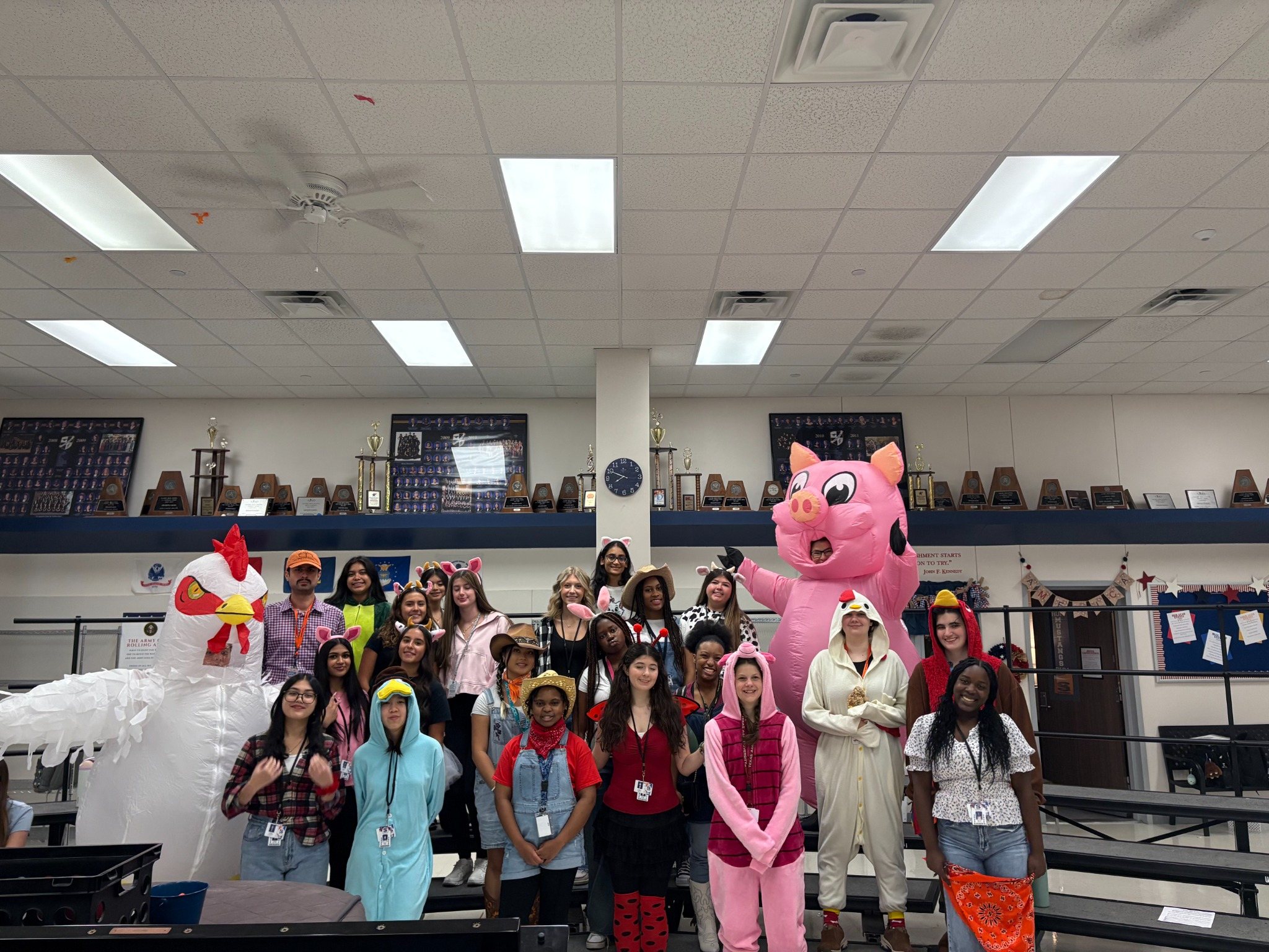 Sachse Choir camp group photo outside Sachse High School