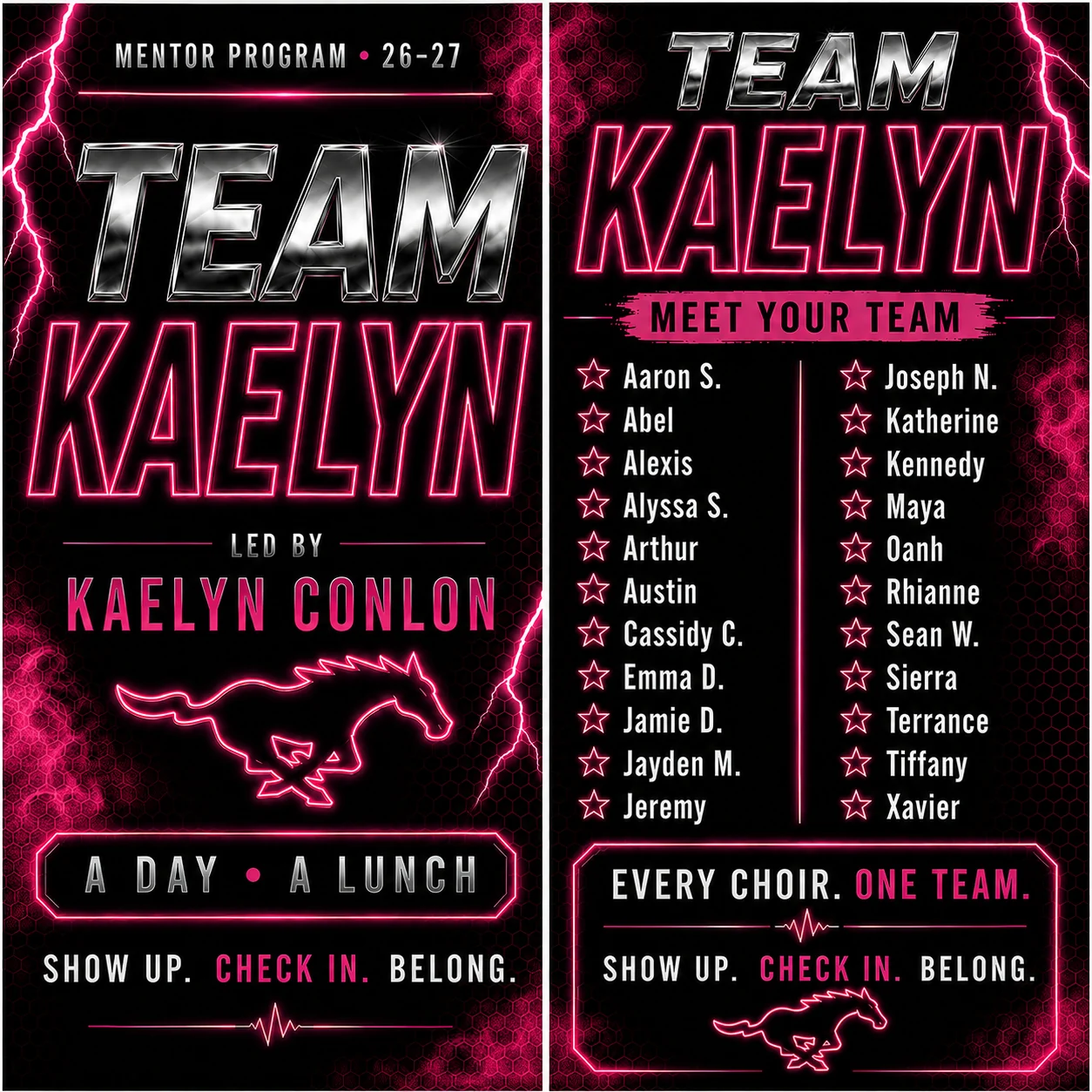 Team Kaelyn mentor group roster, led by Kaelyn Conlon — A Day, A Lunch.